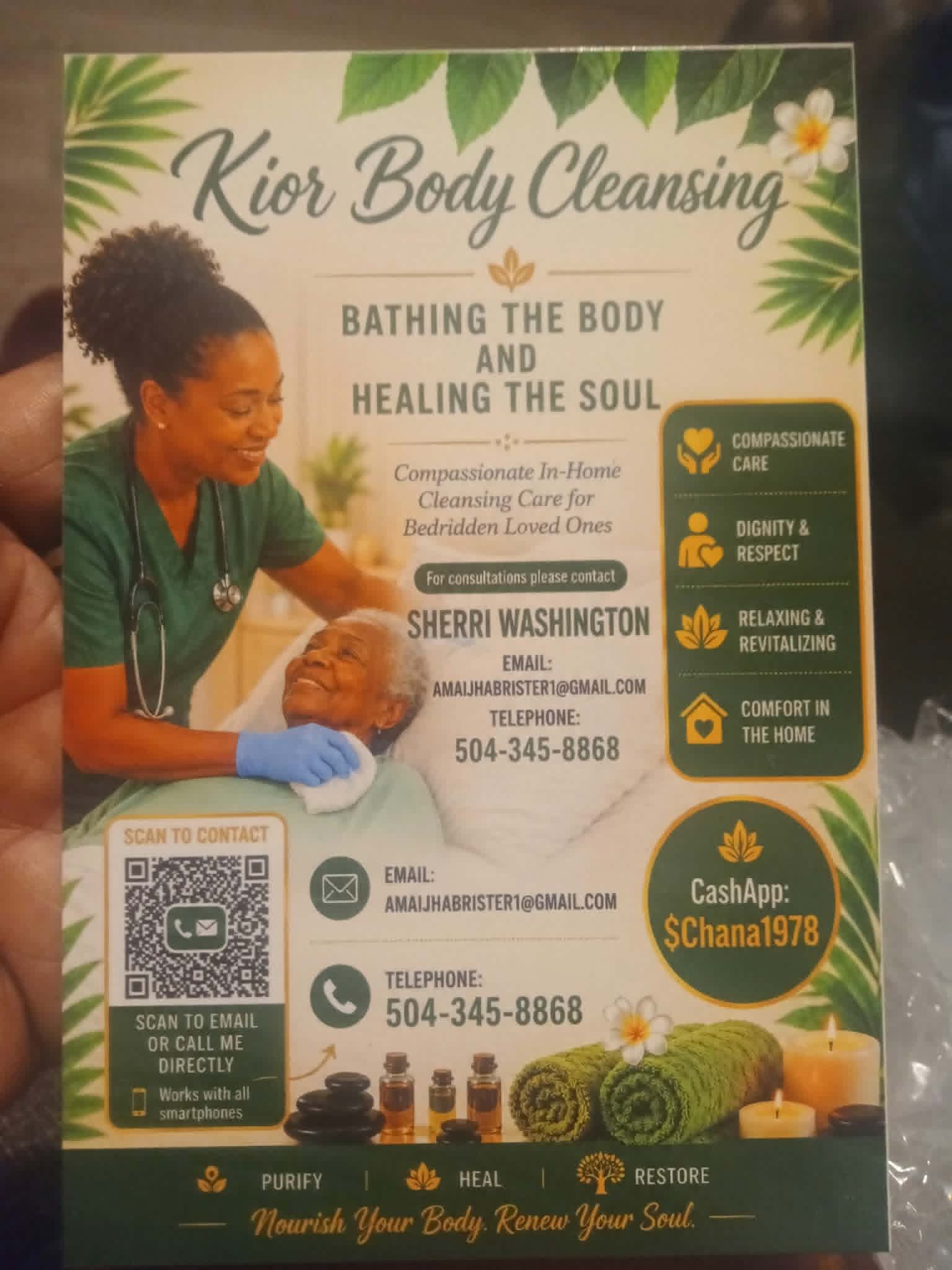 Kior Body Cleansing Flyer - Inside Details with Services, Purpose & Benefits
